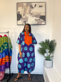 Purple & blue Adire Bubu