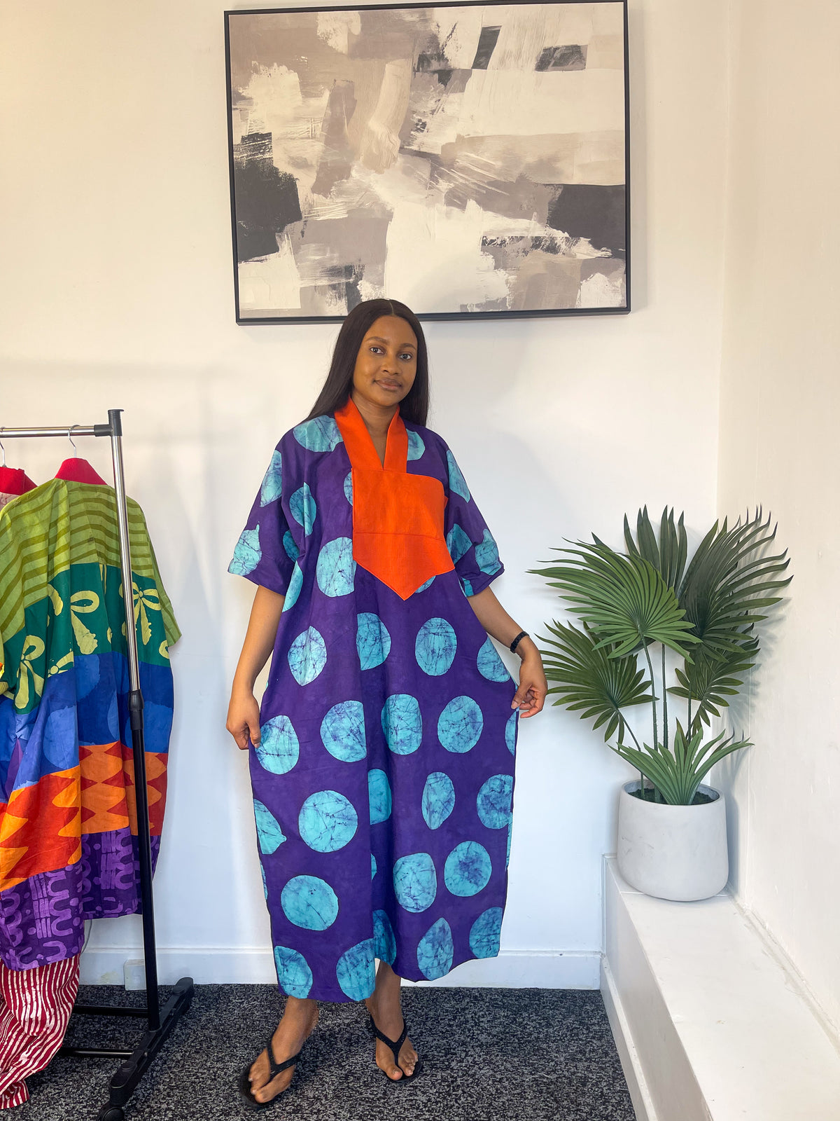 Purple & blue Adire Bubu